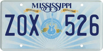 MS license plate ZOX526