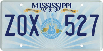 MS license plate ZOX527