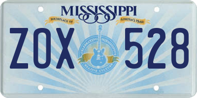 MS license plate ZOX528
