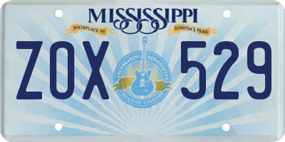 MS license plate ZOX529
