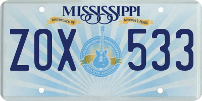 MS license plate ZOX533