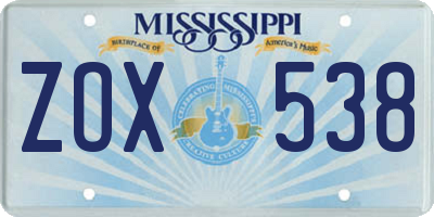 MS license plate ZOX538