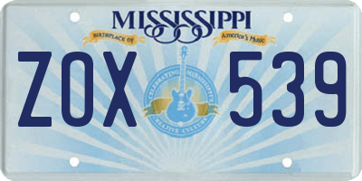 MS license plate ZOX539