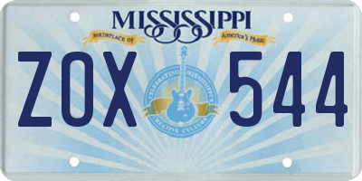 MS license plate ZOX544