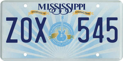 MS license plate ZOX545