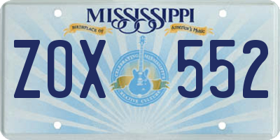 MS license plate ZOX552
