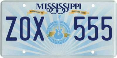 MS license plate ZOX555