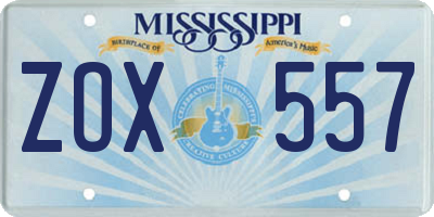 MS license plate ZOX557