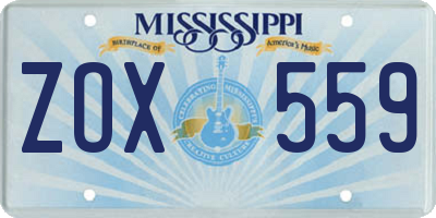 MS license plate ZOX559