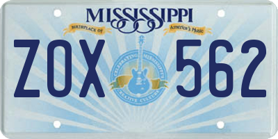 MS license plate ZOX562