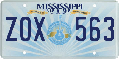 MS license plate ZOX563