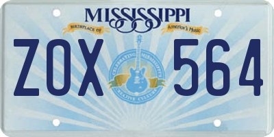 MS license plate ZOX564