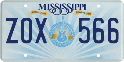 MS license plate ZOX566