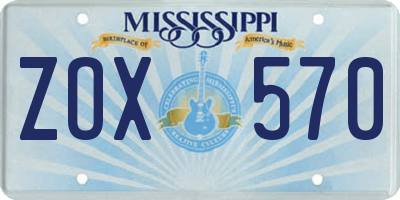 MS license plate ZOX570