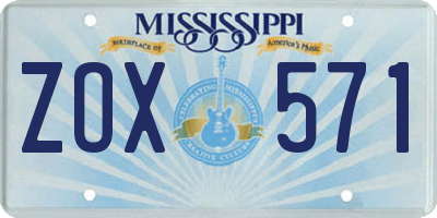 MS license plate ZOX571