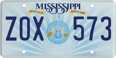 MS license plate ZOX573