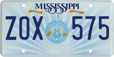 MS license plate ZOX575