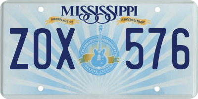 MS license plate ZOX576