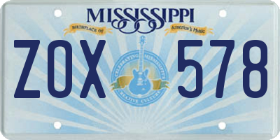 MS license plate ZOX578