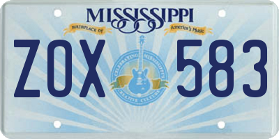 MS license plate ZOX583
