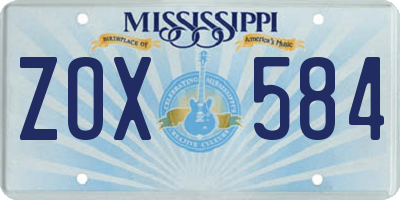MS license plate ZOX584