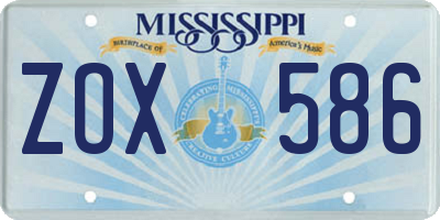 MS license plate ZOX586