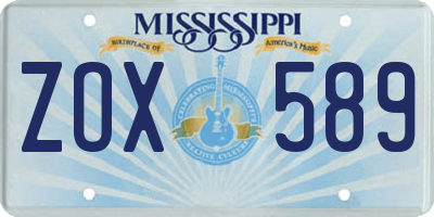 MS license plate ZOX589