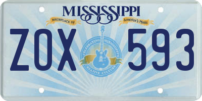 MS license plate ZOX593