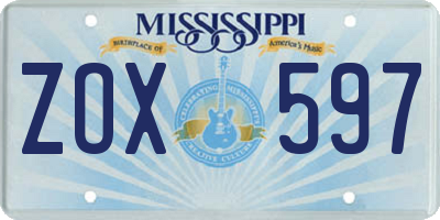 MS license plate ZOX597