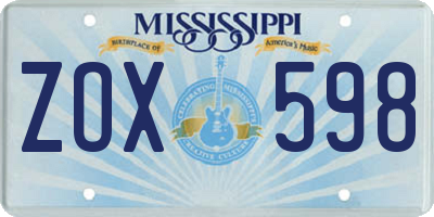 MS license plate ZOX598