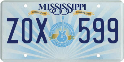 MS license plate ZOX599
