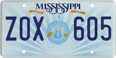 MS license plate ZOX605