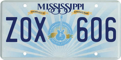 MS license plate ZOX606