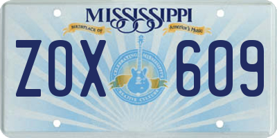 MS license plate ZOX609