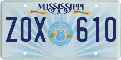 MS license plate ZOX610