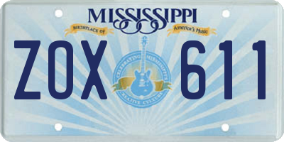 MS license plate ZOX611