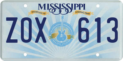 MS license plate ZOX613