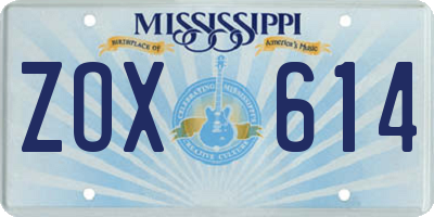 MS license plate ZOX614