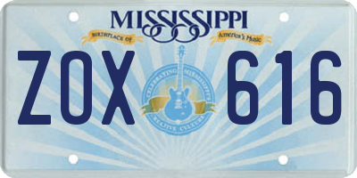 MS license plate ZOX616