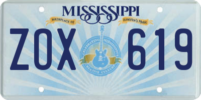 MS license plate ZOX619