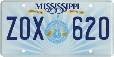 MS license plate ZOX620