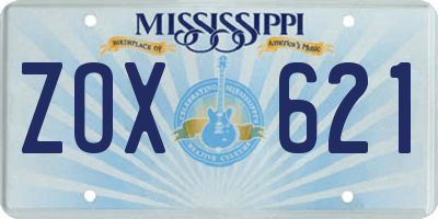 MS license plate ZOX621