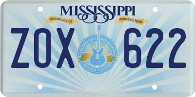MS license plate ZOX622