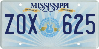 MS license plate ZOX625