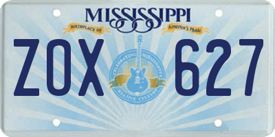 MS license plate ZOX627