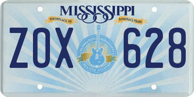 MS license plate ZOX628