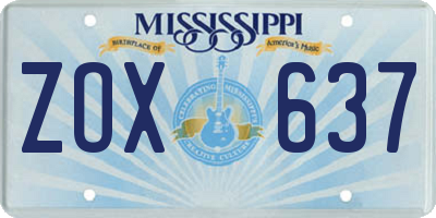 MS license plate ZOX637