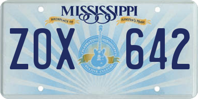 MS license plate ZOX642