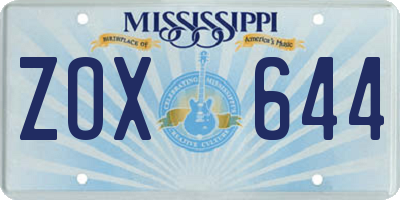 MS license plate ZOX644
