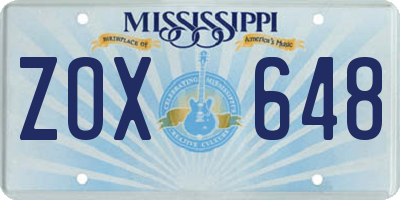 MS license plate ZOX648